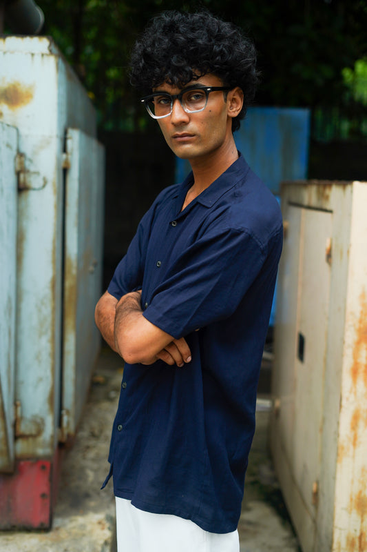 MIDNIGHT BLUE BAGGY FIT HALF SLEEVES SHIRT