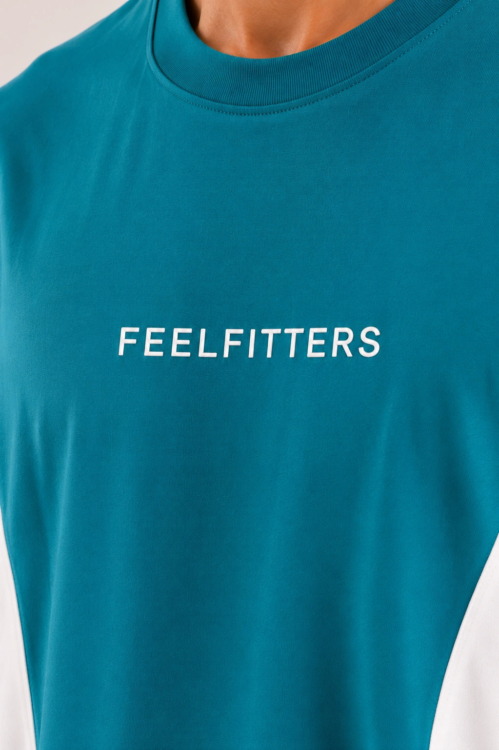 Wave Panel Tee — Teal Current