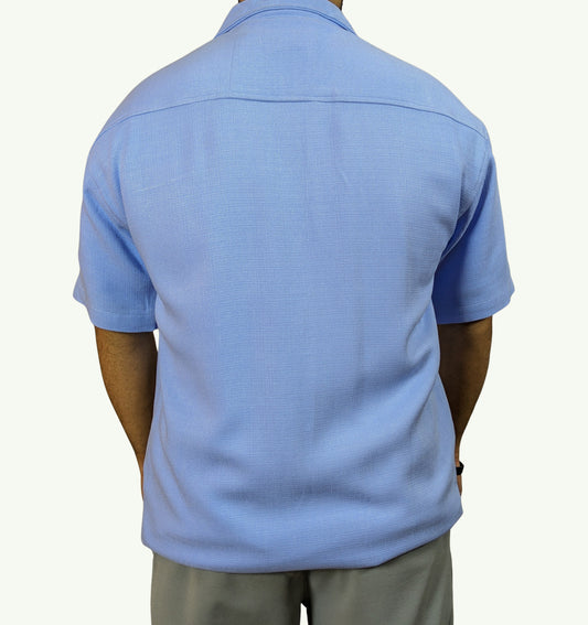 ICE BLUE BAGGY FIT ZIPPER SHIRT