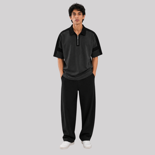 Horizon Zip Polo — Graphite Stone