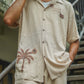 BAGGY FIT BEIGE RESORT COLLAR SHIRT.