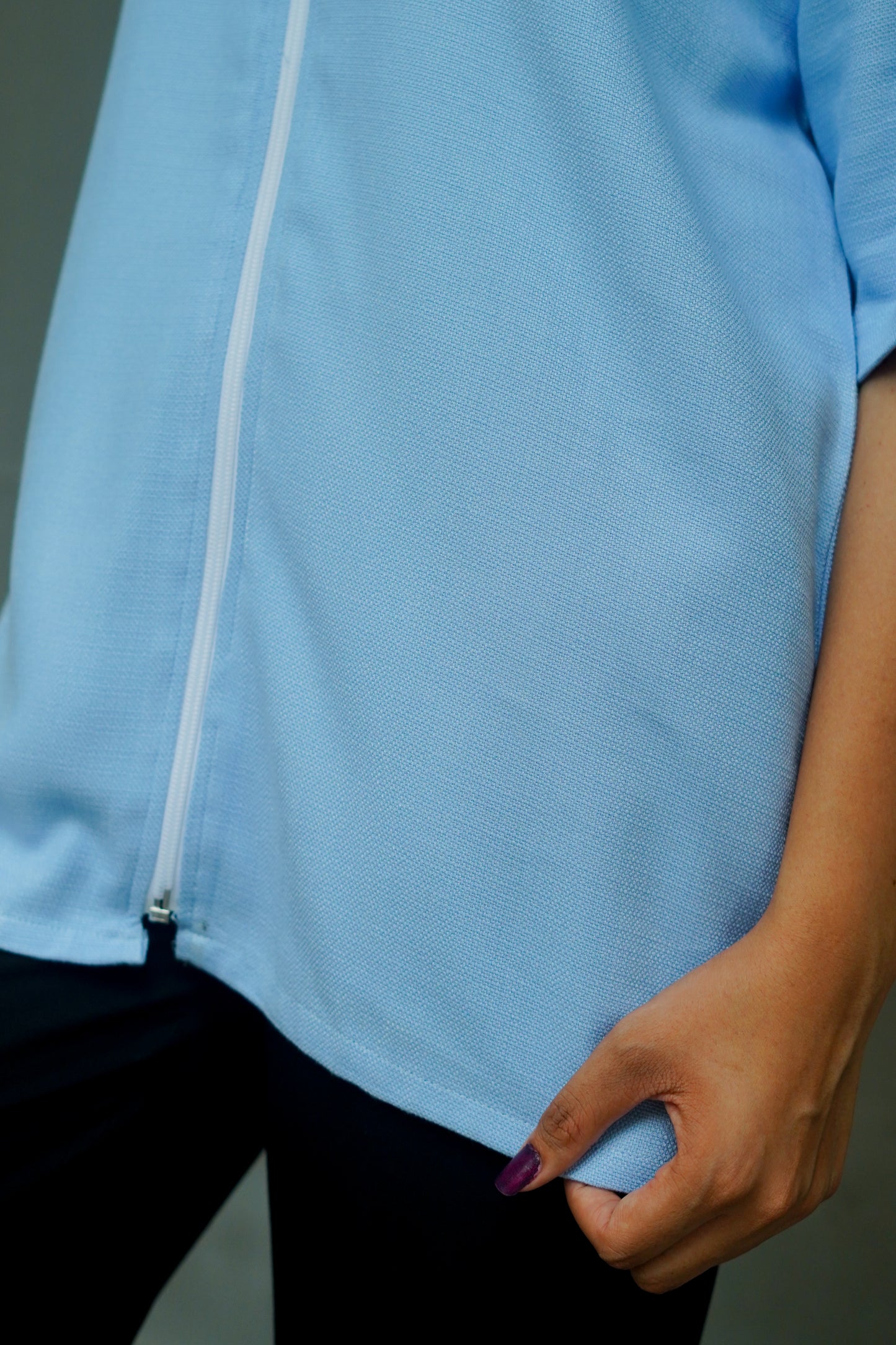 BAGGY FIT ZIPPER COLLAR SHIRT