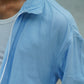 ICE BLUE BAGGY FIT ZIPPER SHIRT