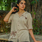 BEIGE RESORT COLLAR BAGGY FIT SHIRT.