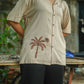 BEIGE RESORT COLLAR BAGGY FIT SHIRT.