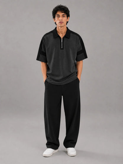 Horizon Zip Polo — Graphite Stone