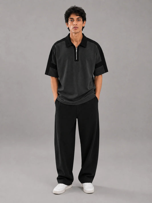 Horizon Zip Polo — Graphite Stone