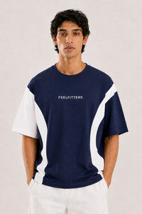 Wave Panel Tee — Deep Navy