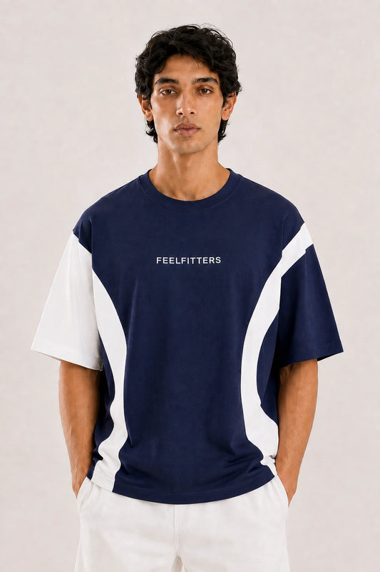 Wave Panel Tee — Deep Navy
