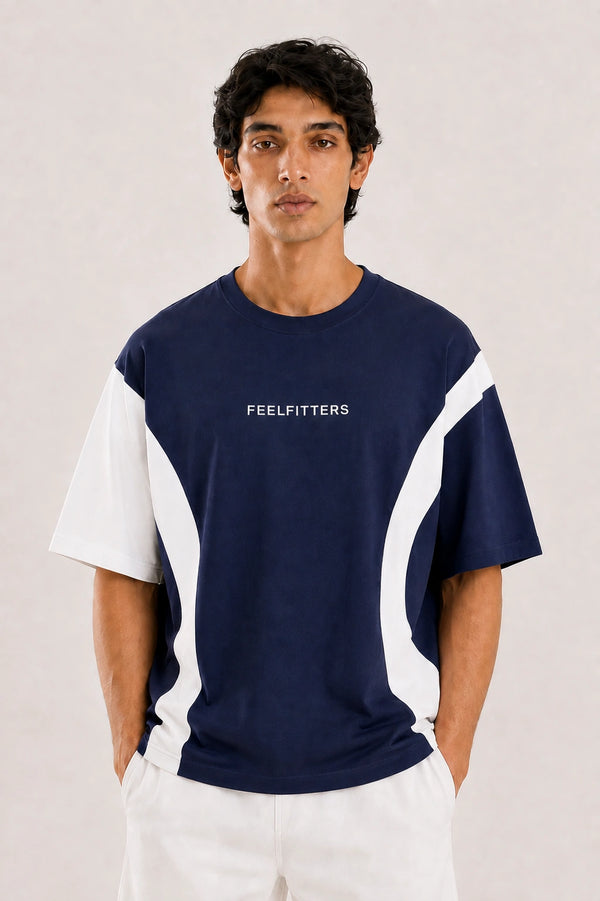 Wave Panel Tee — Deep Navy