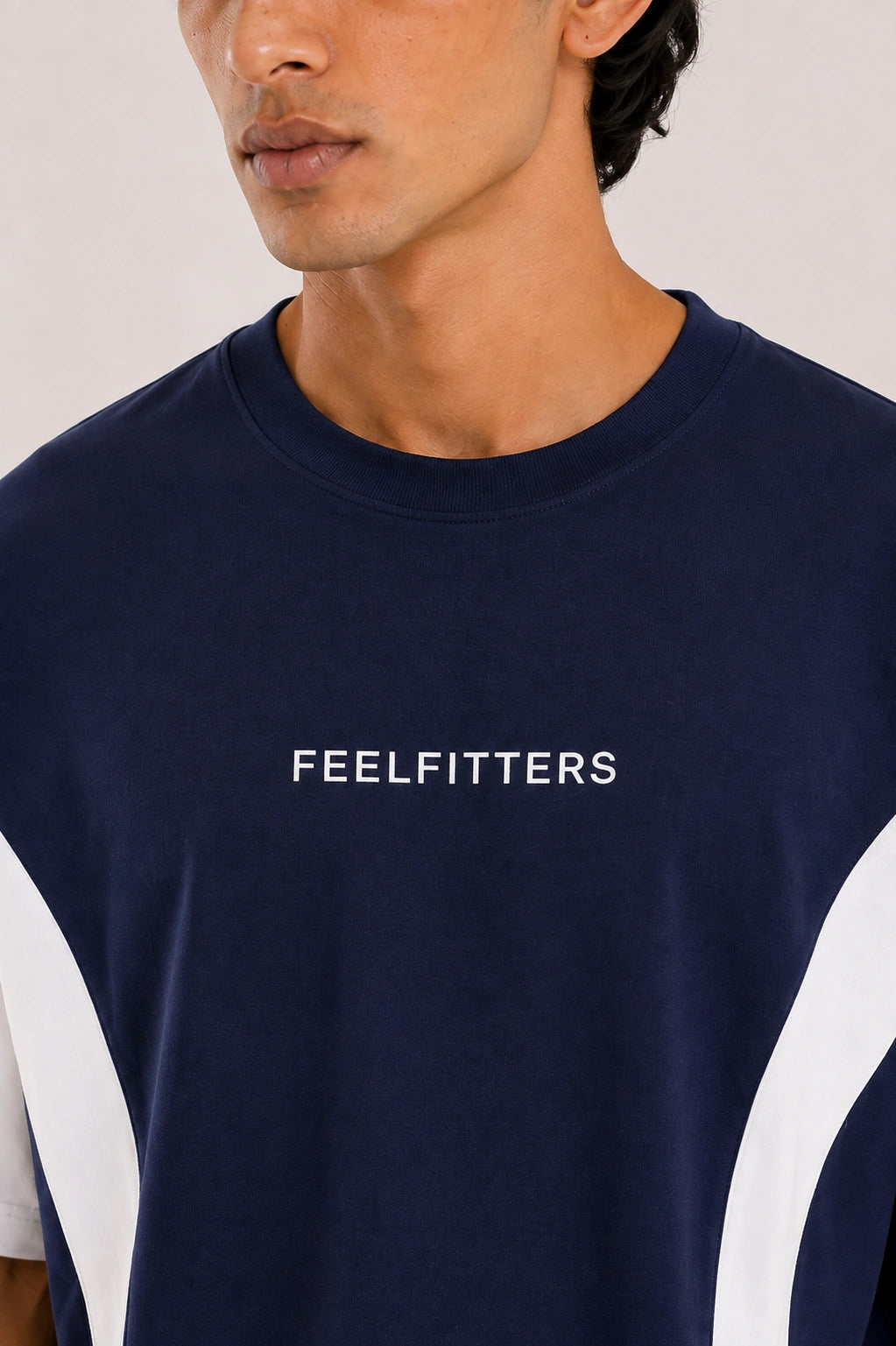 Wave Panel Tee — Deep Navy