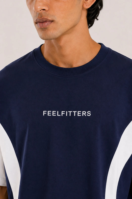 Wave Panel Tee — Deep Navy