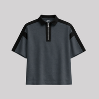 BAGGY FIT CONTRAST PANEL GRAPHITE STONE ZIP POLO