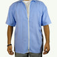 ICE BLUE BAGGY FIT ZIPPER SHIRT