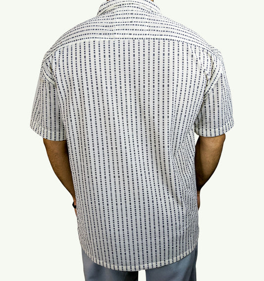 BAGGY FIT NET STRIPED SHIRT