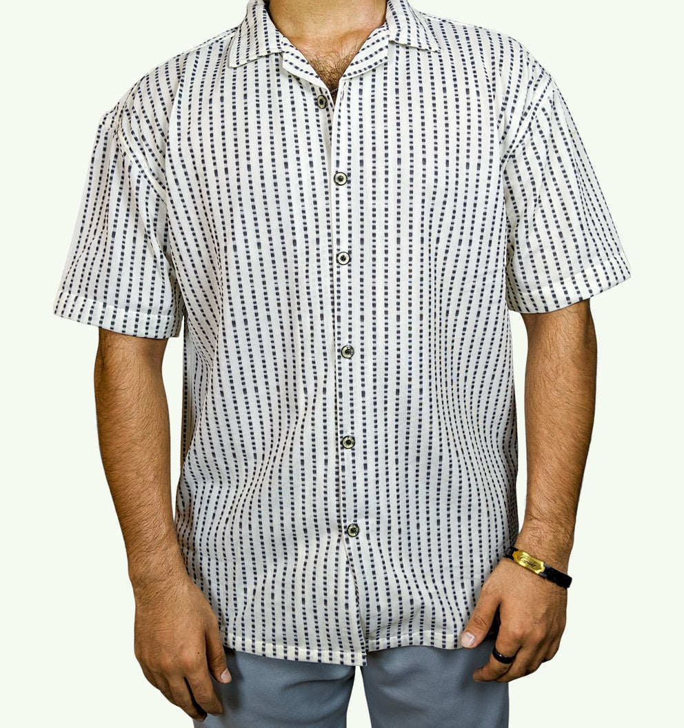 BAGGY FIT NET STRIPED SHIRT