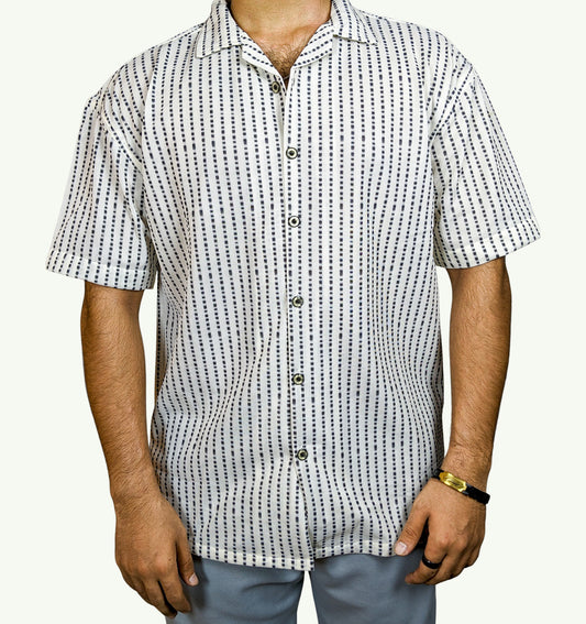 BAGGY FIT NET STRIPED SHIRT