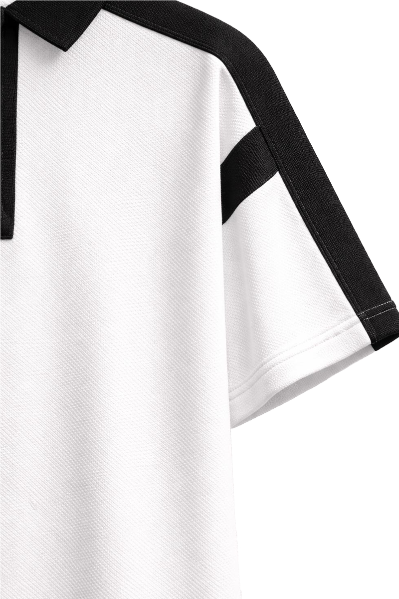 BAGGY FIT CONTRAST PANEL ZIP POLO