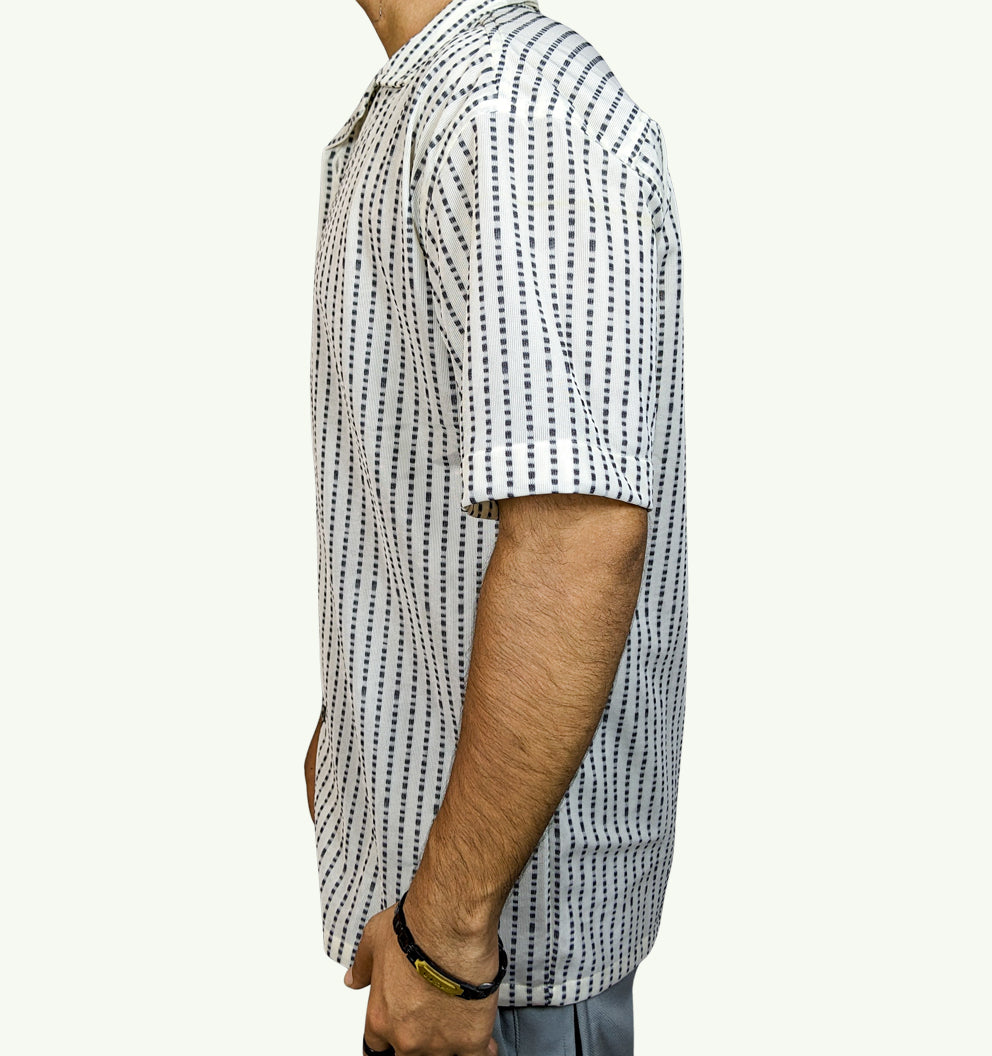 BAGGY FIT NET STRIPED SHIRT