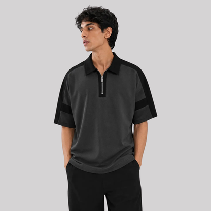 Horizon Zip Polo — Graphite Stone