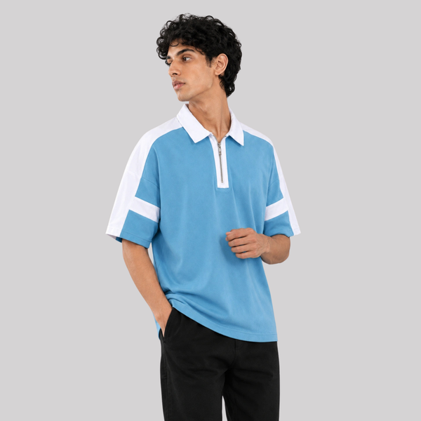 Horizon Zip Polo — Glacier Mist