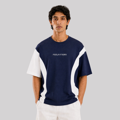 Wave Panel Tee — Deep Navy