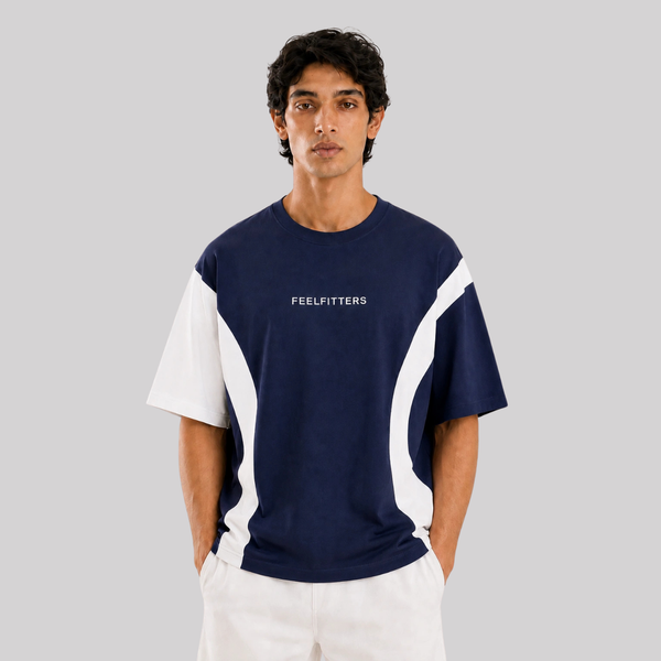 Wave Panel Tee — Deep Navy