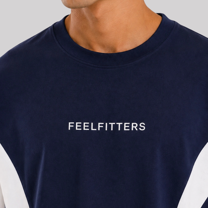 Wave Panel Tee — Deep Navy
