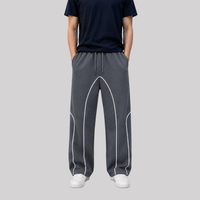 Open-Leg Grey Piped Track pants