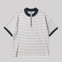 Striped Ribbed Quarter-Zip Tee