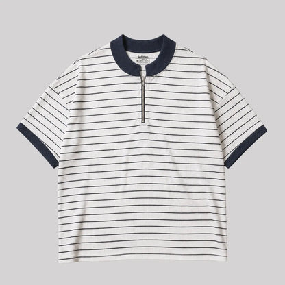 Striped Ribbed Quarter-Zip Tee
