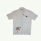 BEIGE RESORT COLLAR BAGGY FIT SHIRT.