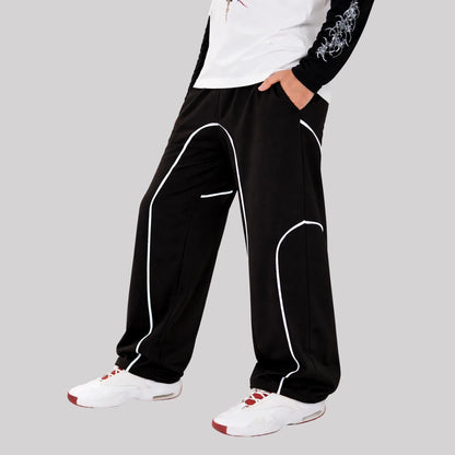 Baggy Fit Joggers With Piping details