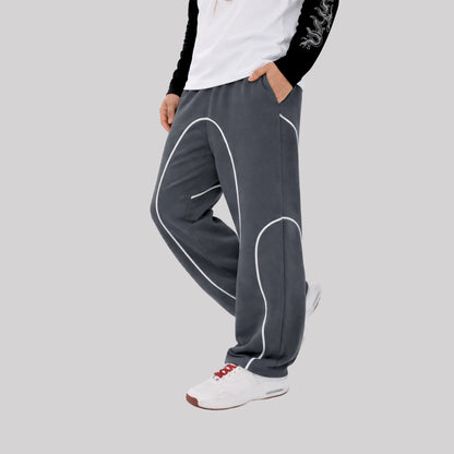 Baggy Fit Joggers With Piping details