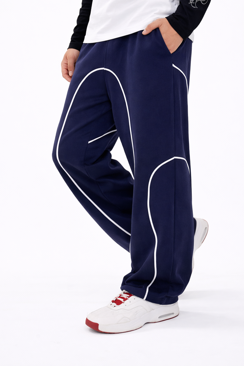 Baggy Fit Joggers With Piping details