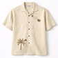 BAGGY FIT BEIGE RESORT COLLAR SHIRT.