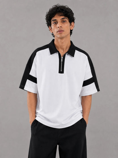 Horizon Zip Polo — Frost White