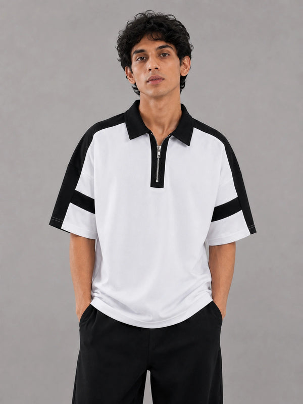 Horizon Zip Polo — Frost White